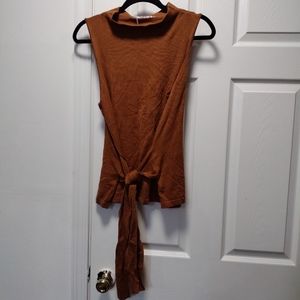 A.new day Sleeveless Knit Turtleneck Top brown ss xl